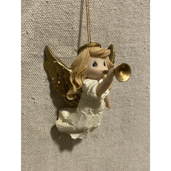 Vtg Precious Moments Sing in Excelsis Ornament Angel Horn Player 3.25" Tall - Picture 2 of 8